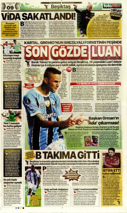 Gazetelerde günün Beşiktaş manşetleri! (20.08.2019)