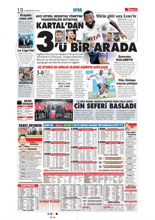 Gazetelerde günün Beşiktaş manşetleri! (21.08.2019)