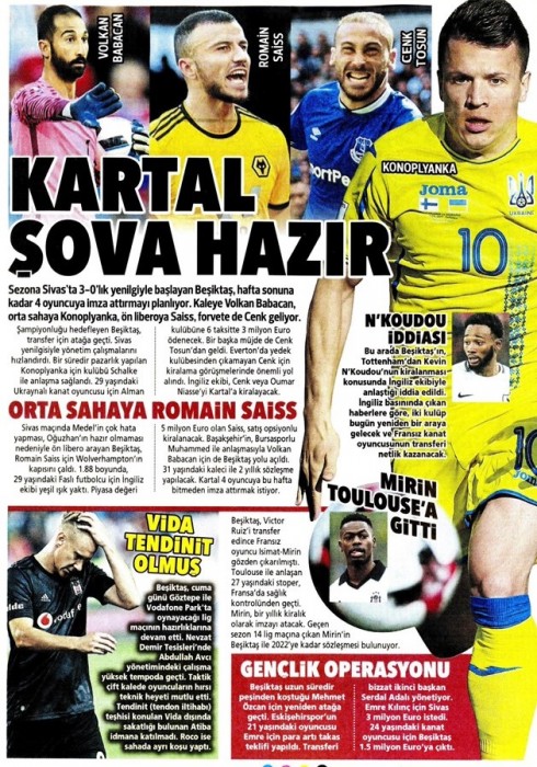 Gazetelerde günün Beşiktaş manşetleri! (21.08.2019)