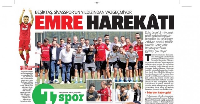 Gazetelerde günün Beşiktaş manşetleri! (28.08.2019)