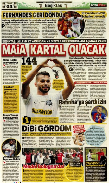 Gazetelerde günün Beşiktaş manşetleri! (28.08.2019)