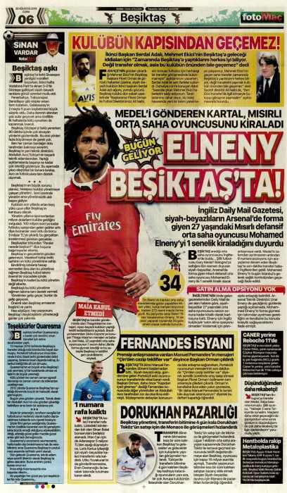Gazetelerde günün Beşiktaş manşetleri! (30.08.2019)