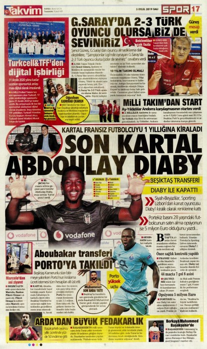 Transfer döneminin ardından gazetelerde Beşiktaş manşetleri (03.09.2019)
