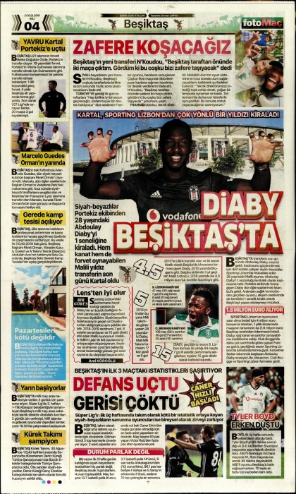 Transfer döneminin ardından gazetelerde Beşiktaş manşetleri (03.09.2019)
