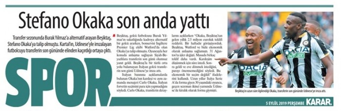 Gazetelerde günün Beşiktaş manşetleri! (05.09.2019)