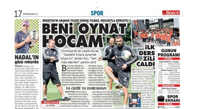 Gazetelerde günün Beşiktaş manşetleri! (10.09.2019)