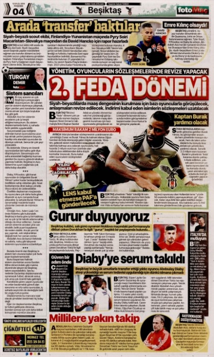 Gazetelerde günün Beşiktaş manşetleri! (12.09.2019)