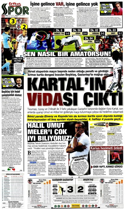 Beşiktaş'ın Gazişehir Gaziantep maçı mağlubiyeti gazete manşetlerine böyle yansıdı!