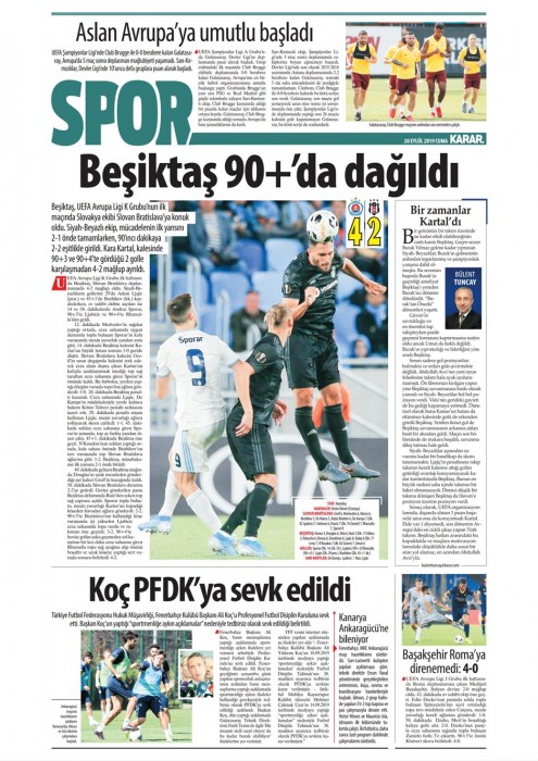 Beşiktaş'ın Slovan Bratislava maçı mağlubiyeti gazete manşetlerine böyle yansıdı!