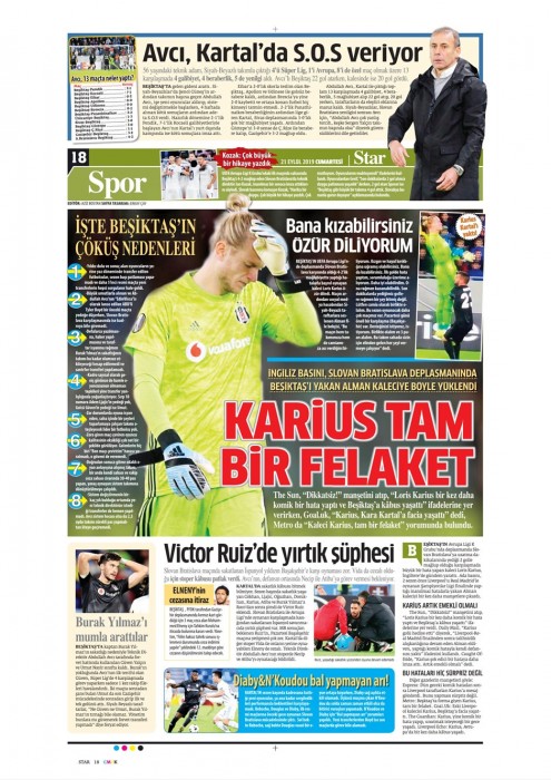 Gazetelerde günün Beşiktaş manşetleri! (21.09.2019)