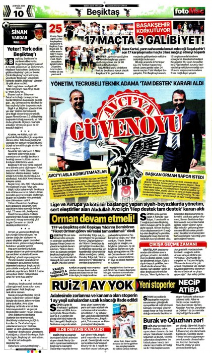 Gazetelerde günün Beşiktaş manşetleri! (22.09.2019)