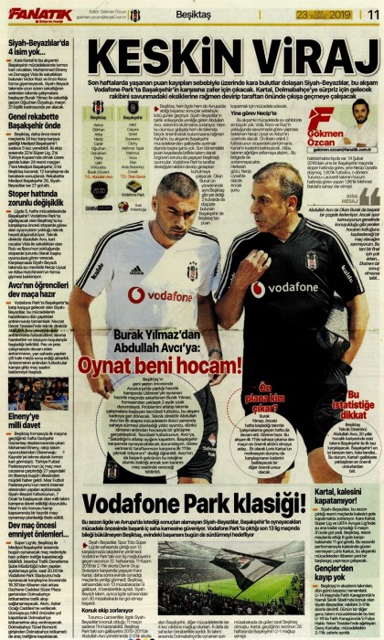 Beşiktaş-Başakşehir maçı öncesi gazete manşetleri! (23.09.2019)