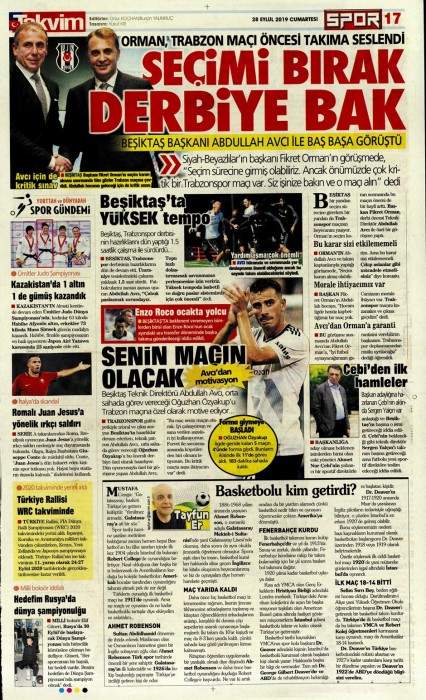 Gazetelerde günün Beşiktaş manşetleri! (28.09.2019)