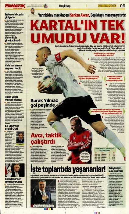 Gazetelerde günün Beşiktaş manşetleri! (28.09.2019)