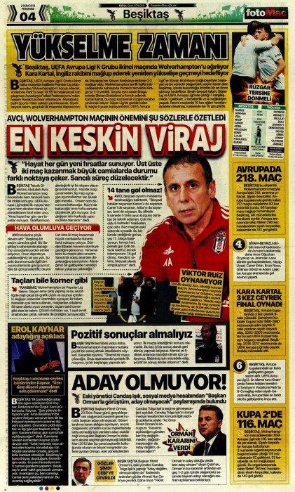 Gazetelerde günün Beşiktaş manşetleri! (03.10.2019)