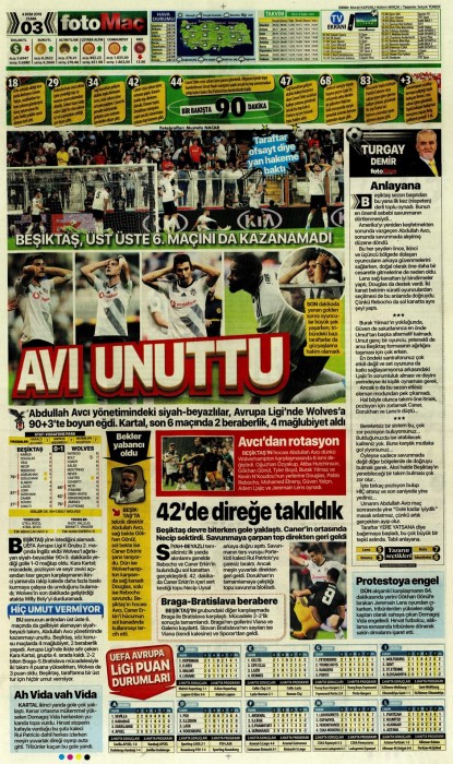 Beşiktaş-Wolves maçının ardından gazete manşetleri