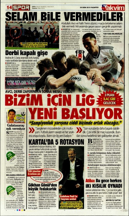 Beşiktaş'ın derbi galibiyetinin ardından gazete manşetleri!