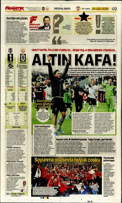 Beşiktaş'ın derbi galibiyetinin ardından gazete manşetleri!