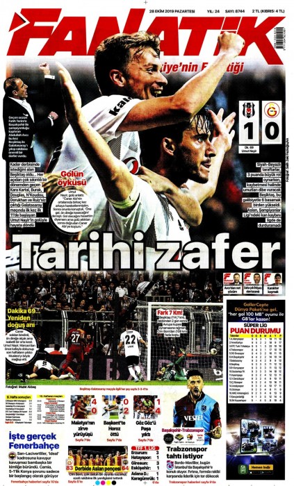 Beşiktaş'ın derbi galibiyetinin ardından gazete manşetleri!