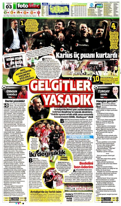 Beşiktaş'ın Antalyaspor galibiyetinin ardından gazete manşetleri!