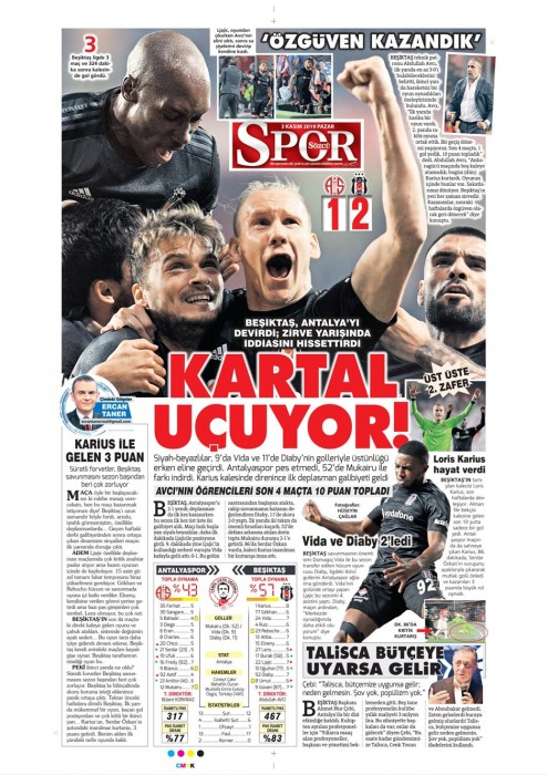 Beşiktaş'ın Antalyaspor galibiyetinin ardından gazete manşetleri!