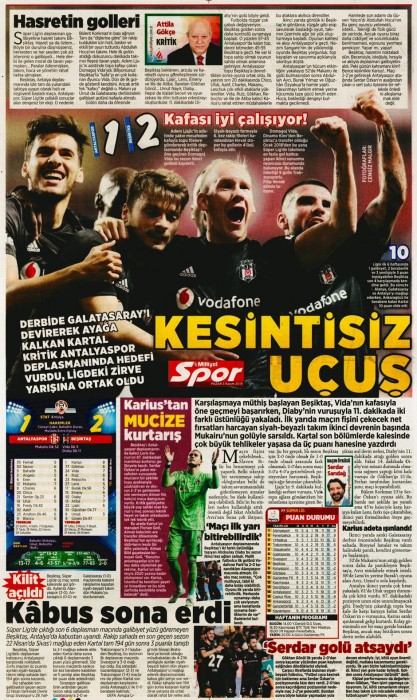 Beşiktaş'ın Antalyaspor galibiyetinin ardından gazete manşetleri!