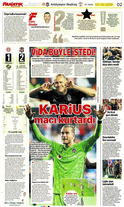 Beşiktaş'ın Antalyaspor galibiyetinin ardından gazete manşetleri!