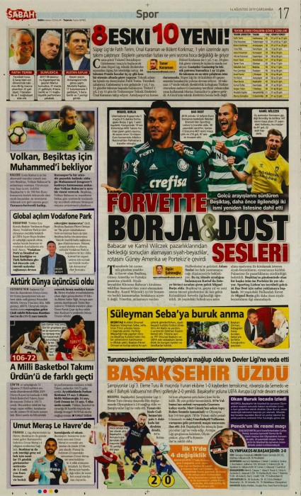 Gazetelerde günün Beşiktaş manşetleri! (14.08.2019)