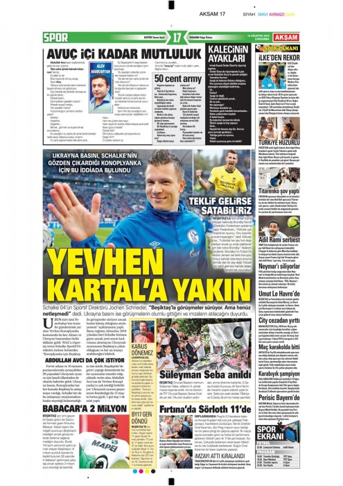 Gazetelerde günün Beşiktaş manşetleri! (14.08.2019)