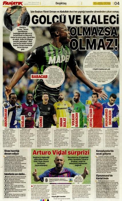 Gazetelerde günün Beşiktaş manşetleri! (15.08.2019)